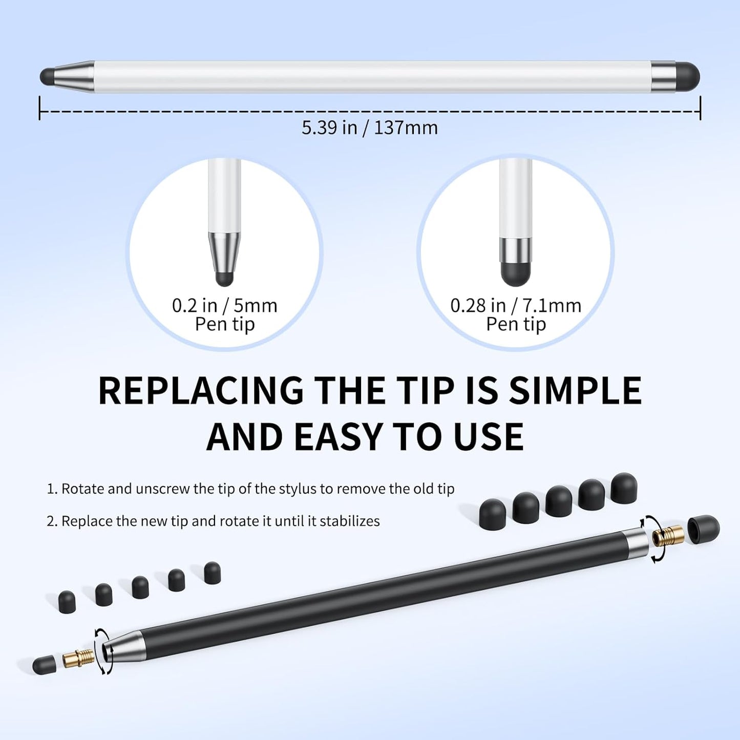 Stylus (10Pcs), Stylus Pen for Touchscreen, High Precision and Sensitivity Stylus Pen for Android Smartphone and Tablets, Compatible with Capacitive Touch Screen (Light Cyan)