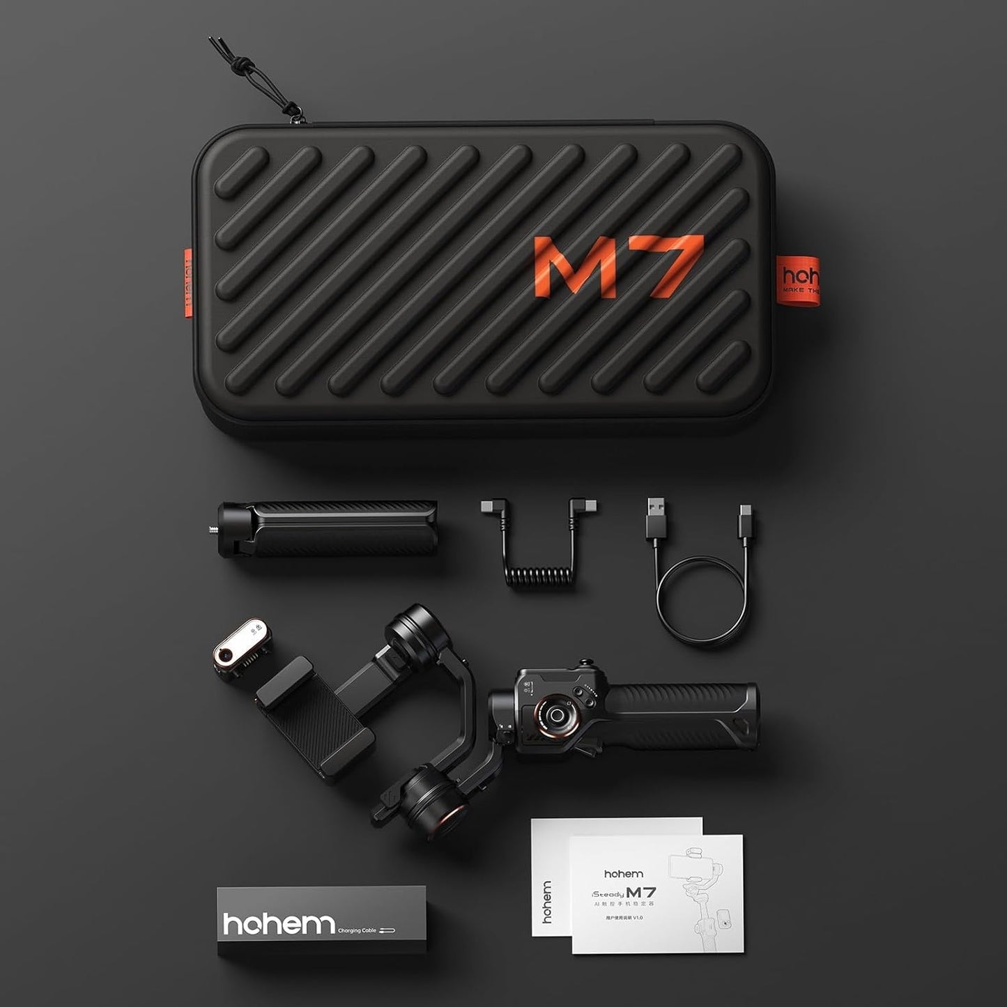 Hohem iSteady M7 Gimbal Stabilizer for iPhone,3-Axis Gimbal for Smartphone w/AI Tracking,Detachable Remote,Extendable Pole,Magnetic Light,Phone Stabilizer for Video Recording - Hohem M6 Kit Upgrade