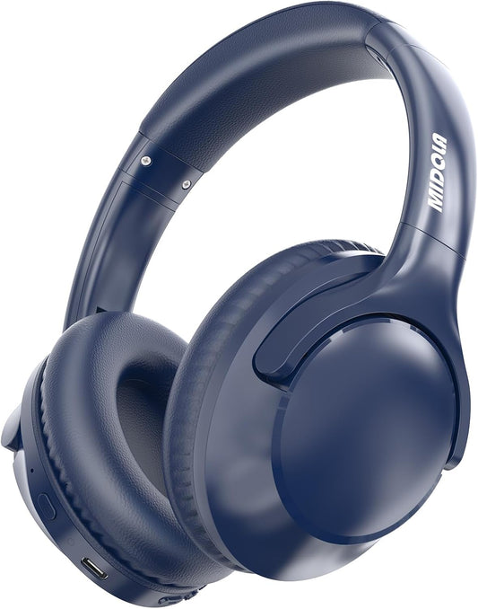 MIDOLA Bluetooth Headphones Over Ear 68H Playtime 6 EQ Wireless Headset with Microphone HiFi Stereo Foldable Lightweight Deep Bass for Travel Home Office Cellphone Blue