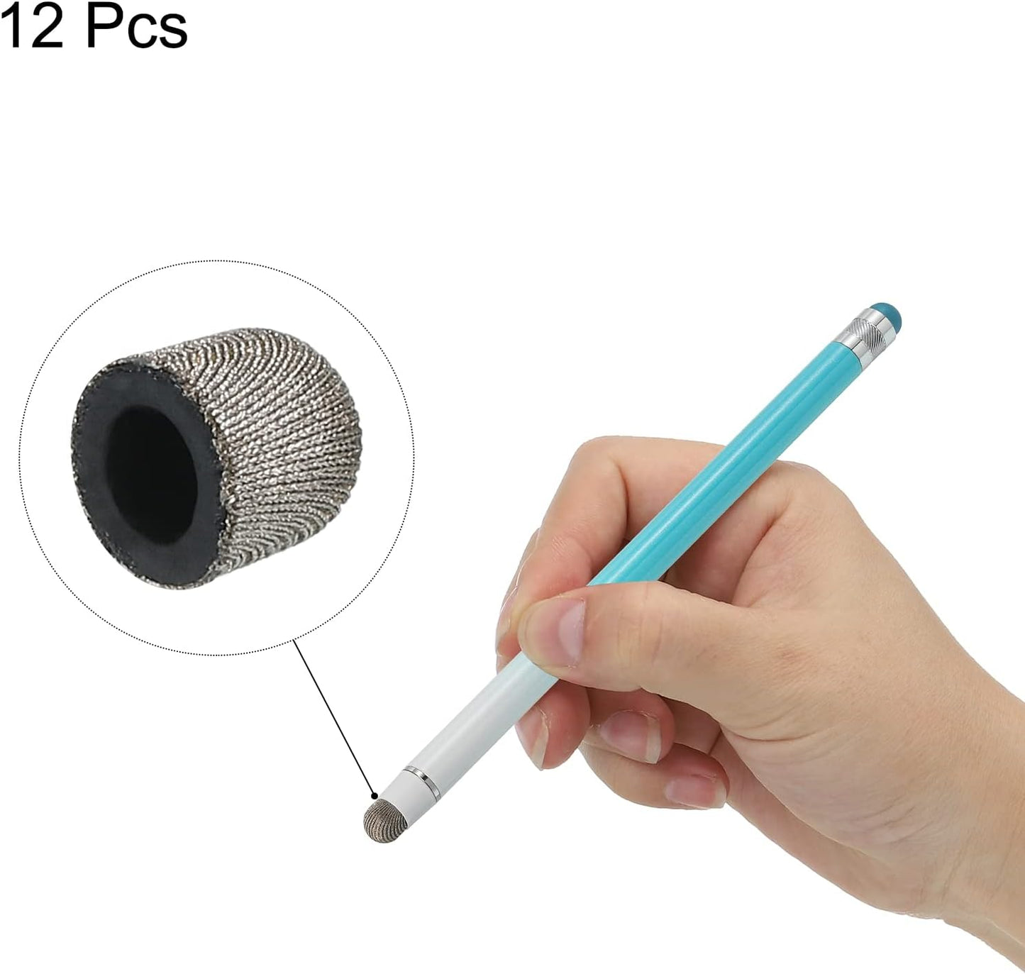 MECCANIXITY 12pcs 6.5mm Stylus Pen Fine Tips Conductive Fiber Capacitive Touch Screen Pens Tip Universal Replacement