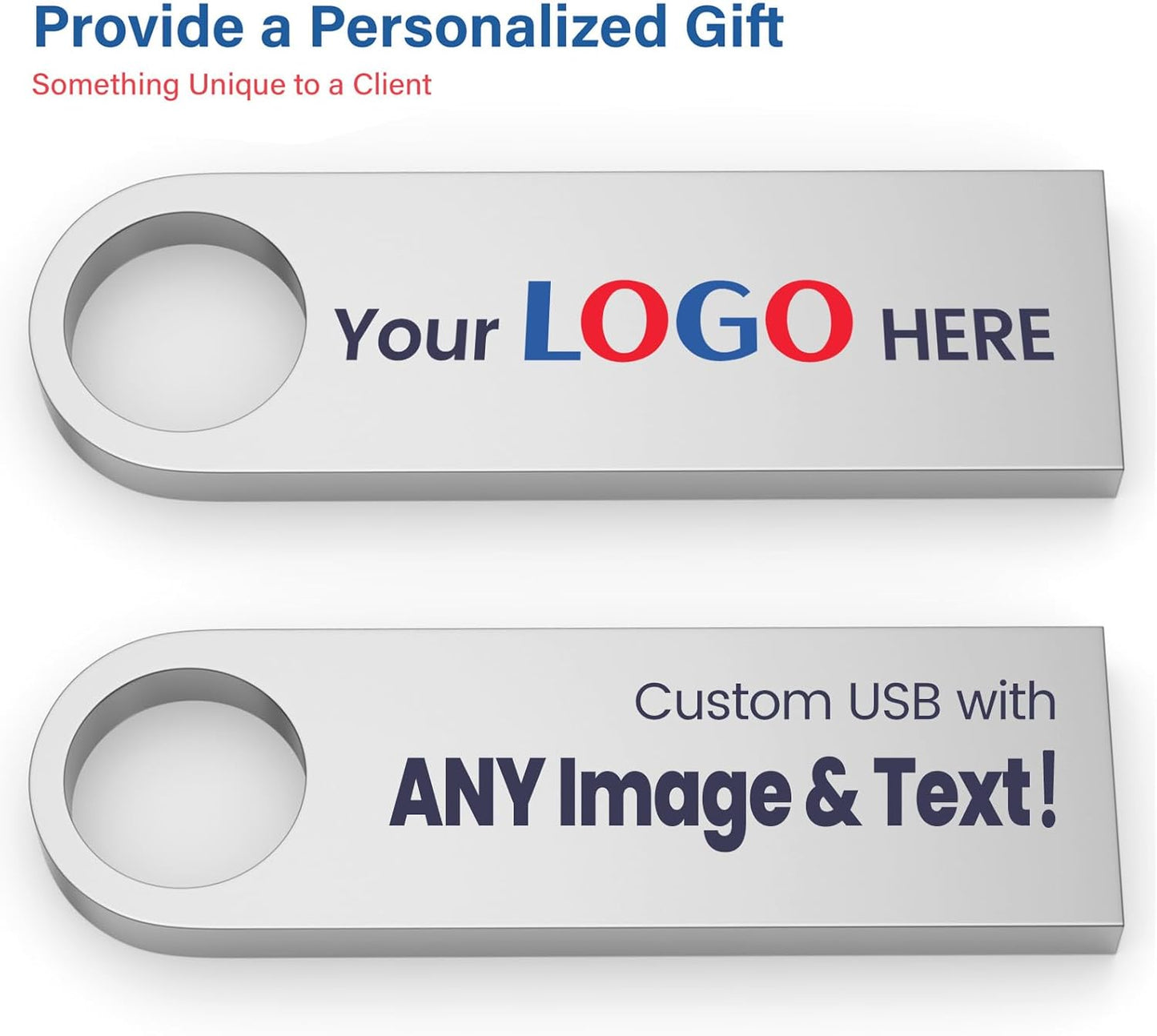 Customizable Flash Drives 32GB, Wooolken Personalized USB 2.0 Thumb Drives 10/20/50/100 Pack, Logo Pendrive Custom Memory Stick USB Engraved Logo (Metal)