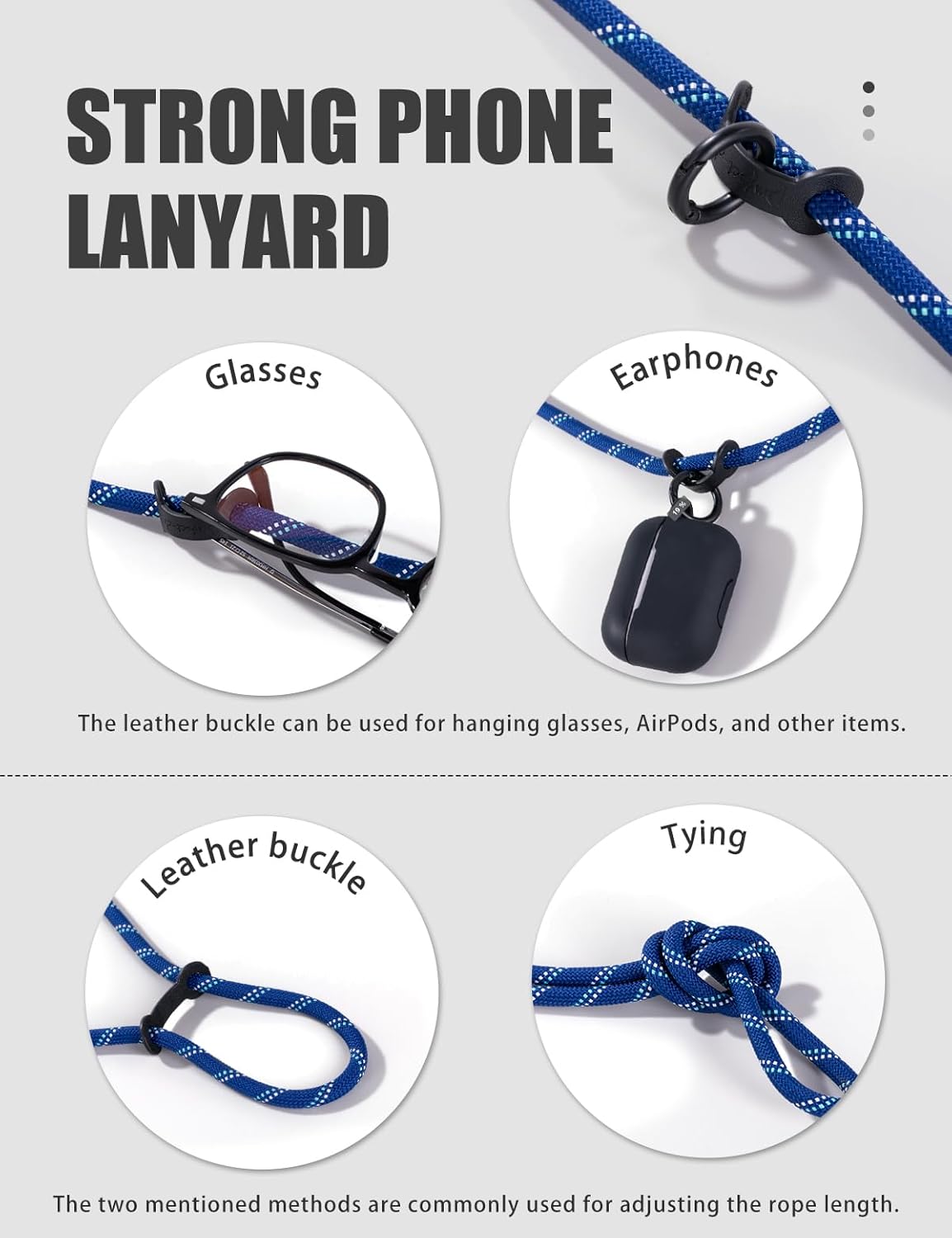 project-cb Phone Lanyard×1,Phone Tether Tab×2,Cell Phone Lanyards for Around The Neck,Rope Lanyard,Universal Adjustable Phone Strap Crossbody,Cell Phone Chain(Black)