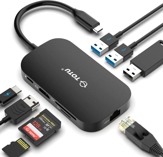 USB C Hub, 9-in-1 Type C Hub with 4K USB C to HDMI, Ethernet Port, USB-C Power Delivery (PD) Port, 2 USB 3.0 Ports, USB 2.0 Port, SD/TF Card Reader, Compatible with MacBook Pro Air and Type C Laptops
