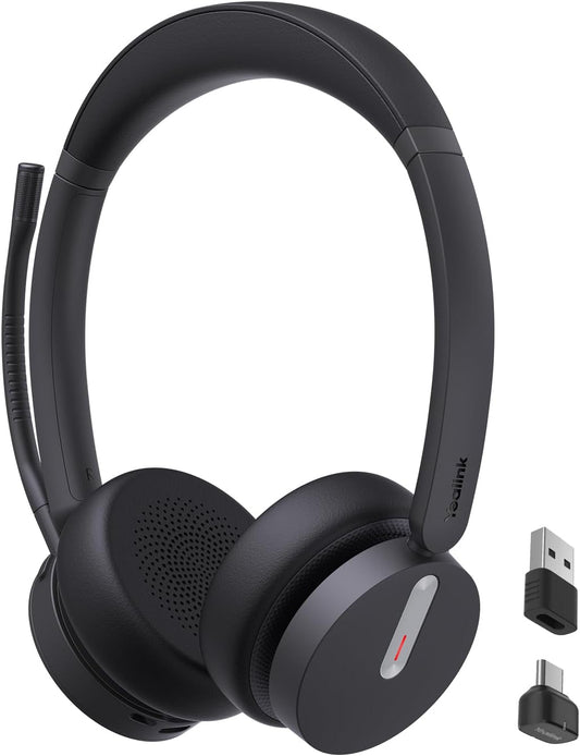 Yealink BH70 Dual Wireless Bluetooth Headset with Mic for Work, Teams Certified, up to 35h Talk Time, 147g All-Day Wearing Comfort, USB-C/A