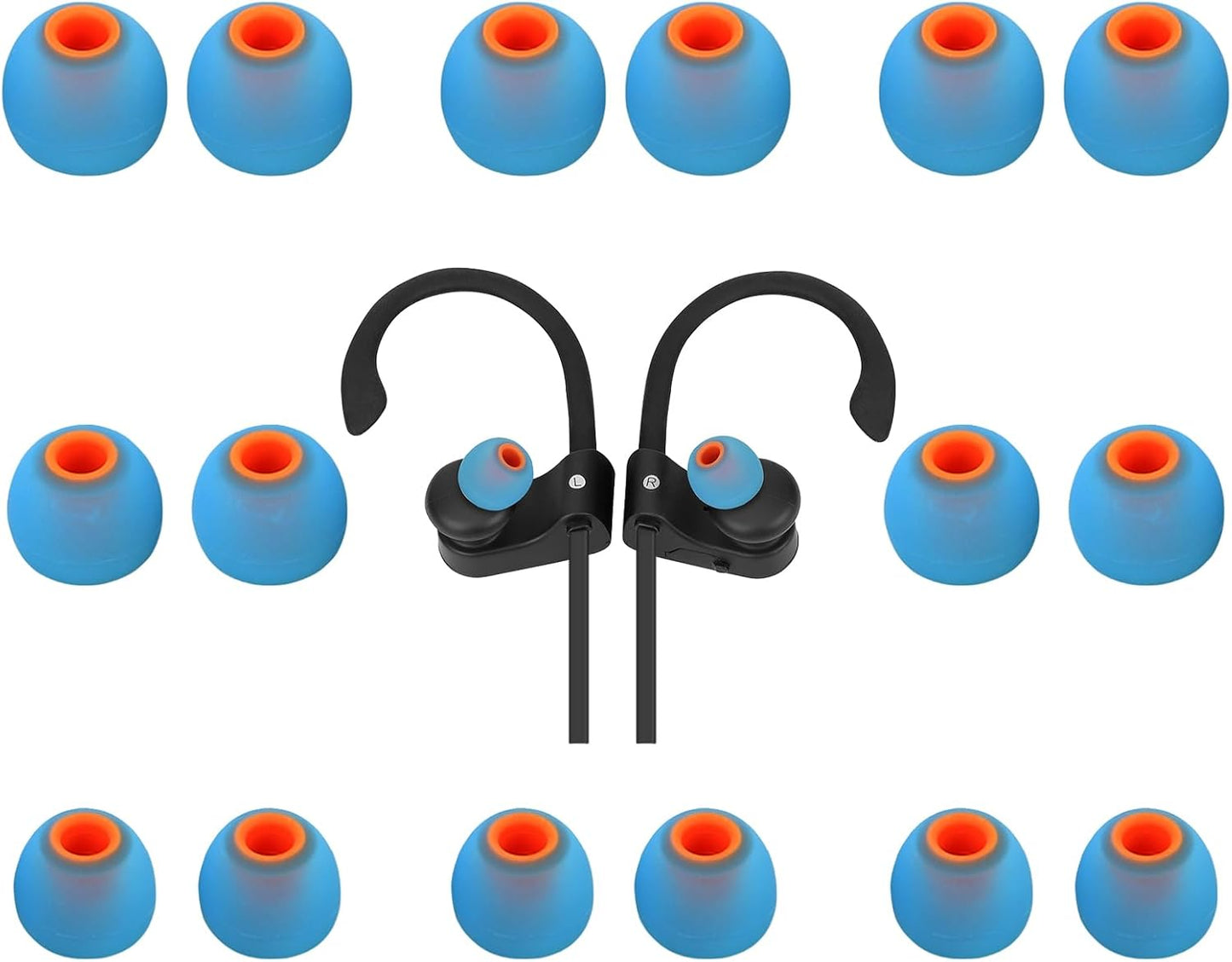 Earbud Tips Ear Bud Tips Soft Anti Slip Washable and Reusable Silicone Replacement Earbud Tips Fit Most in-Ear Earbuds(Inner Hole 3.8mm -5.1mm) 18pcs S M L