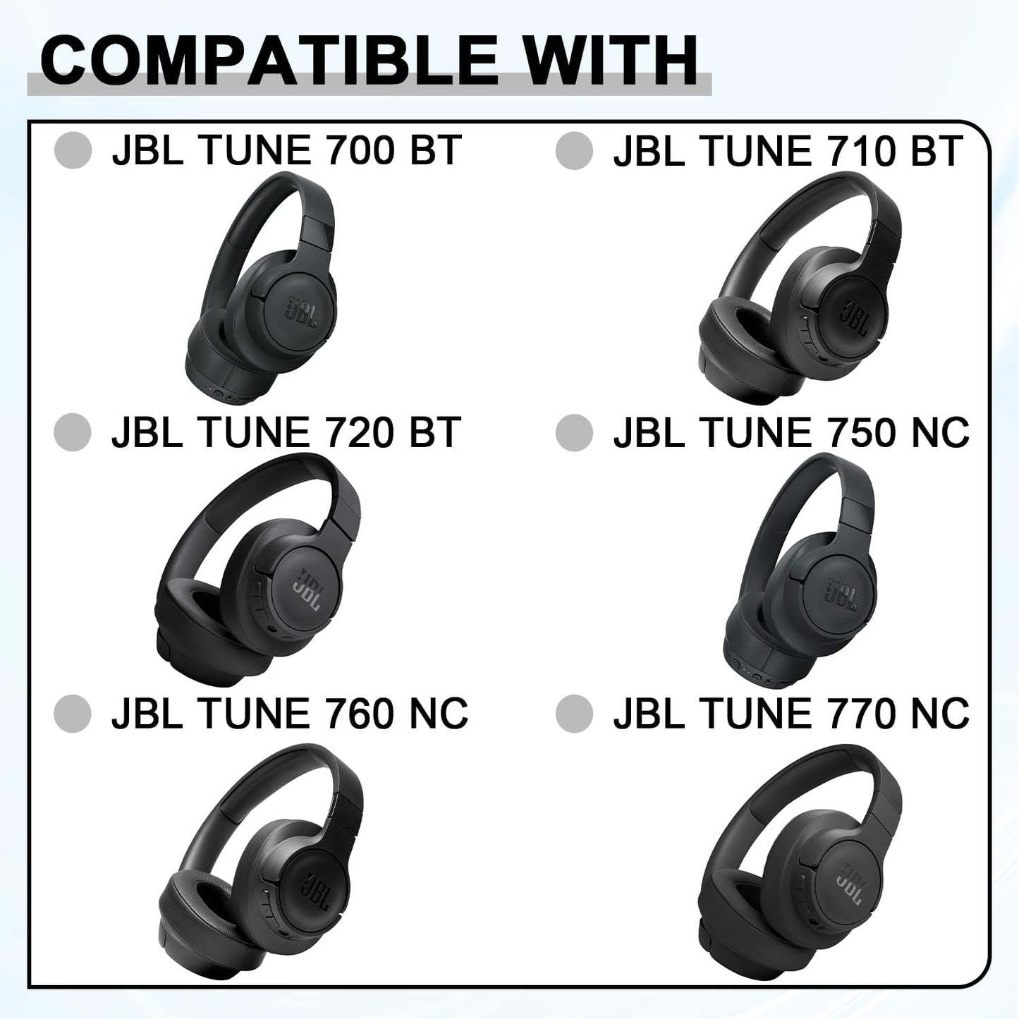 Replacement Ear Pads for JBL Tune 700(700BT)/710(710BT)/720(720BT)/750(750BT,750BTNC)/760(760NC)/770(770NC) Headphones, Headset Ear Cushions, Headset Earpads, Ear Cups Cover-White