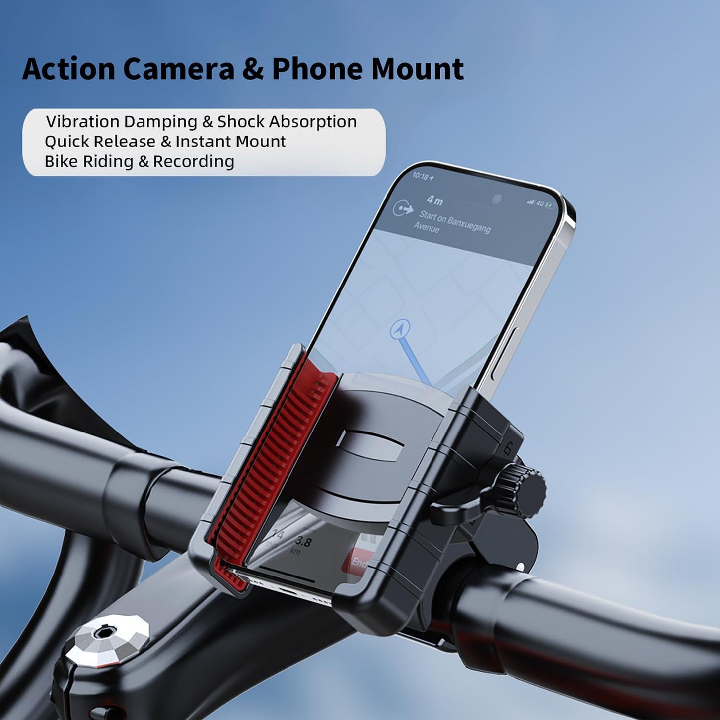 Bike Phone Holder - Motorcycle Phone Mount,Bike Phone Mount,Motorcycle Phone Holder for iPhone 16 Pro Max/Plus,15,14,13 More 4.7-6.8" Phones"