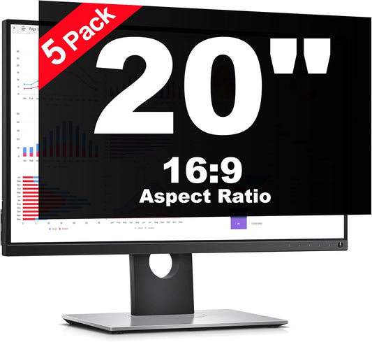 [5 Pack] 20 Inch Computer Privacy Screen Protector for 16:9 Widescreen Monitors-Anti-Glare & Blue Light Filter,Anti-Spy Film,Reduces Eye Strain(Fits Most Desktop Screens)