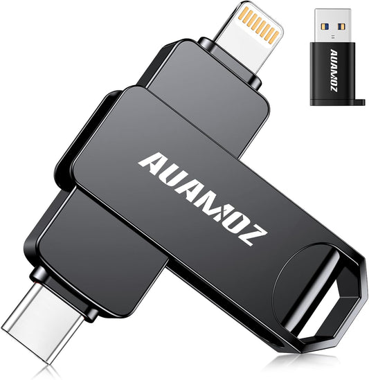 256GB Flash Drive Intended for iPhone, Memory Stick Storage Files Photos Videos Backup, Compatible with iPhone iPad Android PC, Plug and Play, No Application Required (Metal Gray)