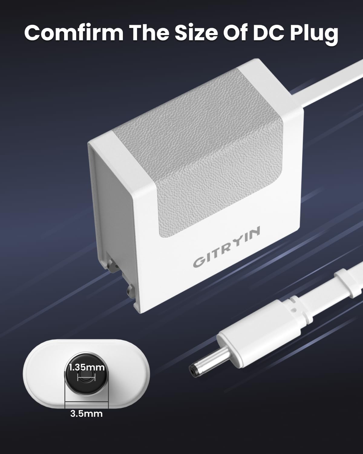 12V 2.5A Power Supply Adapter with Retractable 31.5in DC Power Cord, 30W Retractable Charger with Foldable Plug, Compatible for LED Strip Light, Camera, BT Speaker, GPS, Webcam, Router, TV Box