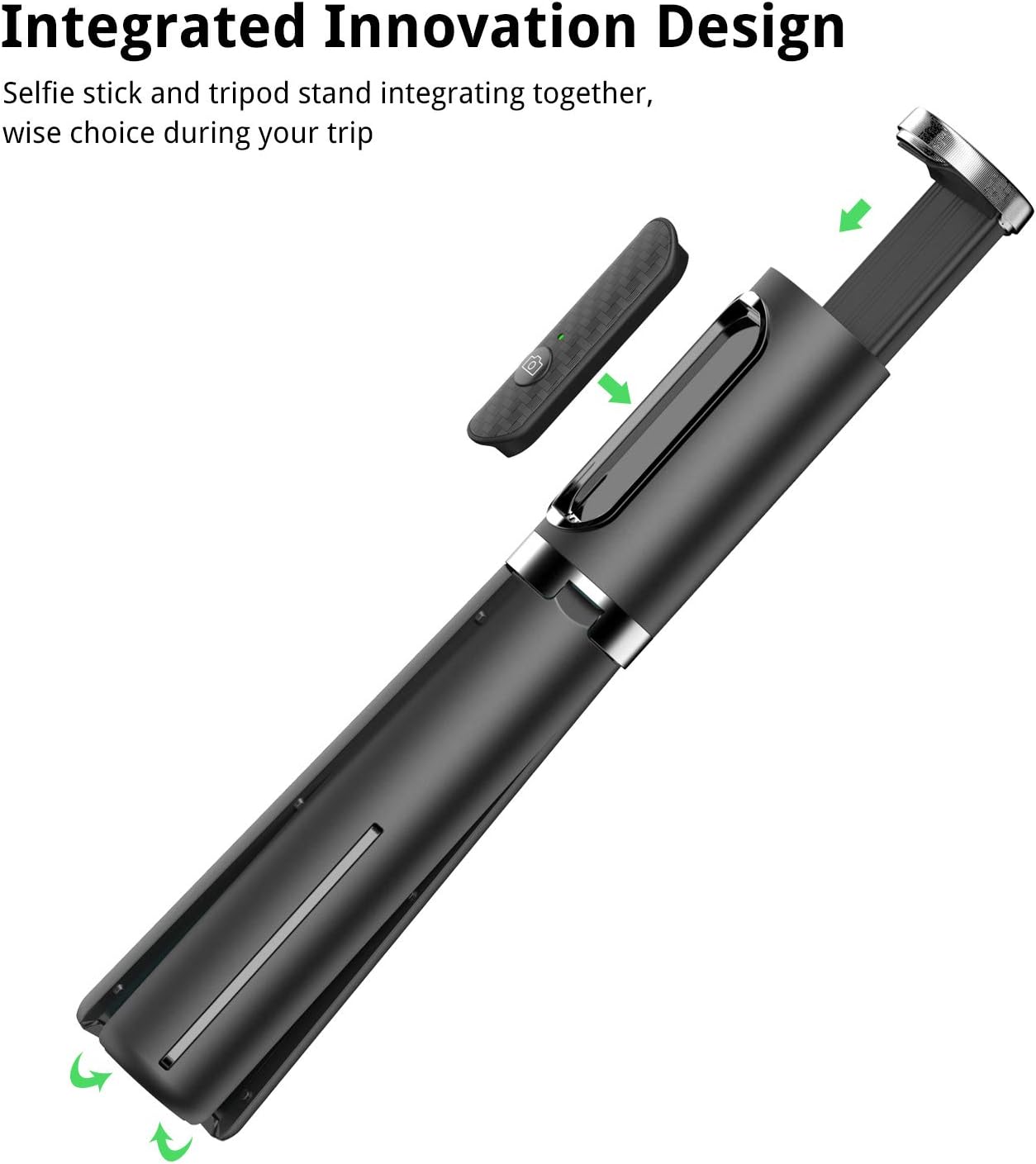 ATUMTEK Selfie Stick Tripod, Extendable 3 in 1 Aluminum Bluetooth Selfie Stick with Wireless Remote and Tripod Stand for iPhone 16/15/14/13/12/11/11 Pro/XS Max/XS/XR/X/8/7, Samsung Smartphones, Black