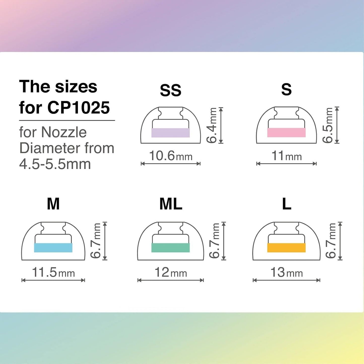 SpinFit CP1025-M/S- Medical Grade Silicone Patented Ear Tips, Secure Fit and Supreme Comfort Fits MTW3, Galaxy Buds 2, Soundcore Space A40 & More (2 Pairs) (for Nozzle Diameter from 4-5.5mm)