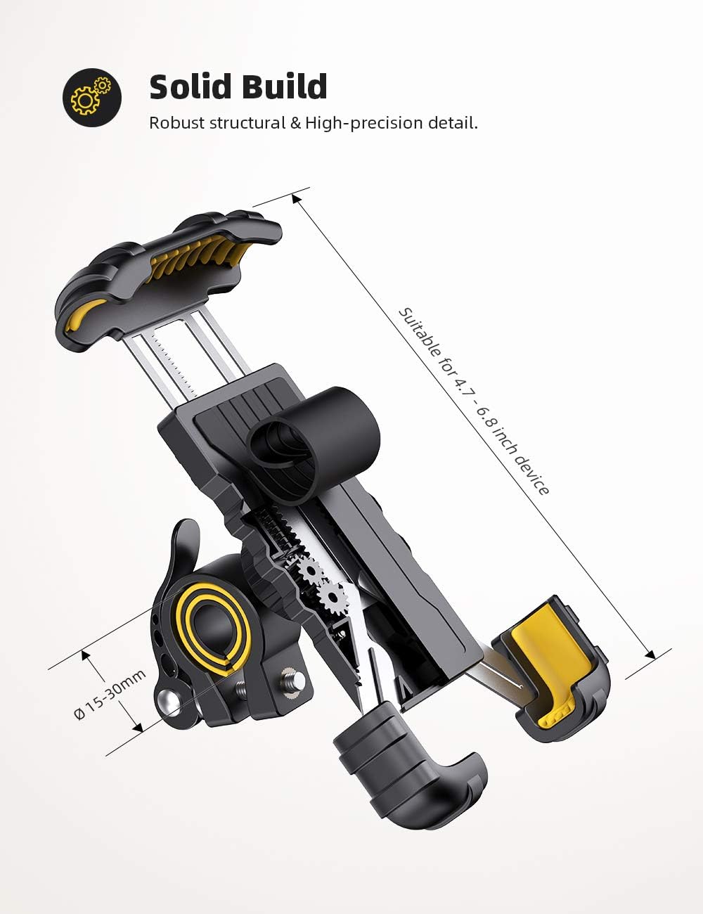 Lamicall Bike Phone Holder, Motorcycle Phone Mount - Adjustable Motorbike Phone Holder for iPhone 15 14 13 12 Pro Max Mini, 11 Pro Max Xs 8 X 8P 7 6S, Samsung S10 S9, Huawei, 4.7-6.8 Devices