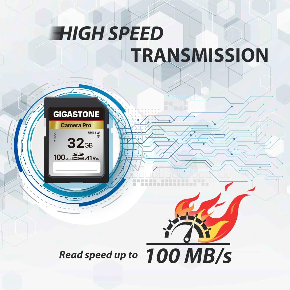 [5-Yrs Free Data Recovery] GIGASTONE 32GB SD Card, Camera Pro, A1 V10 SDHC Memory Card Compatible with SPYPOINT TACTACAM Trail Camera, with 1 Mini Cases