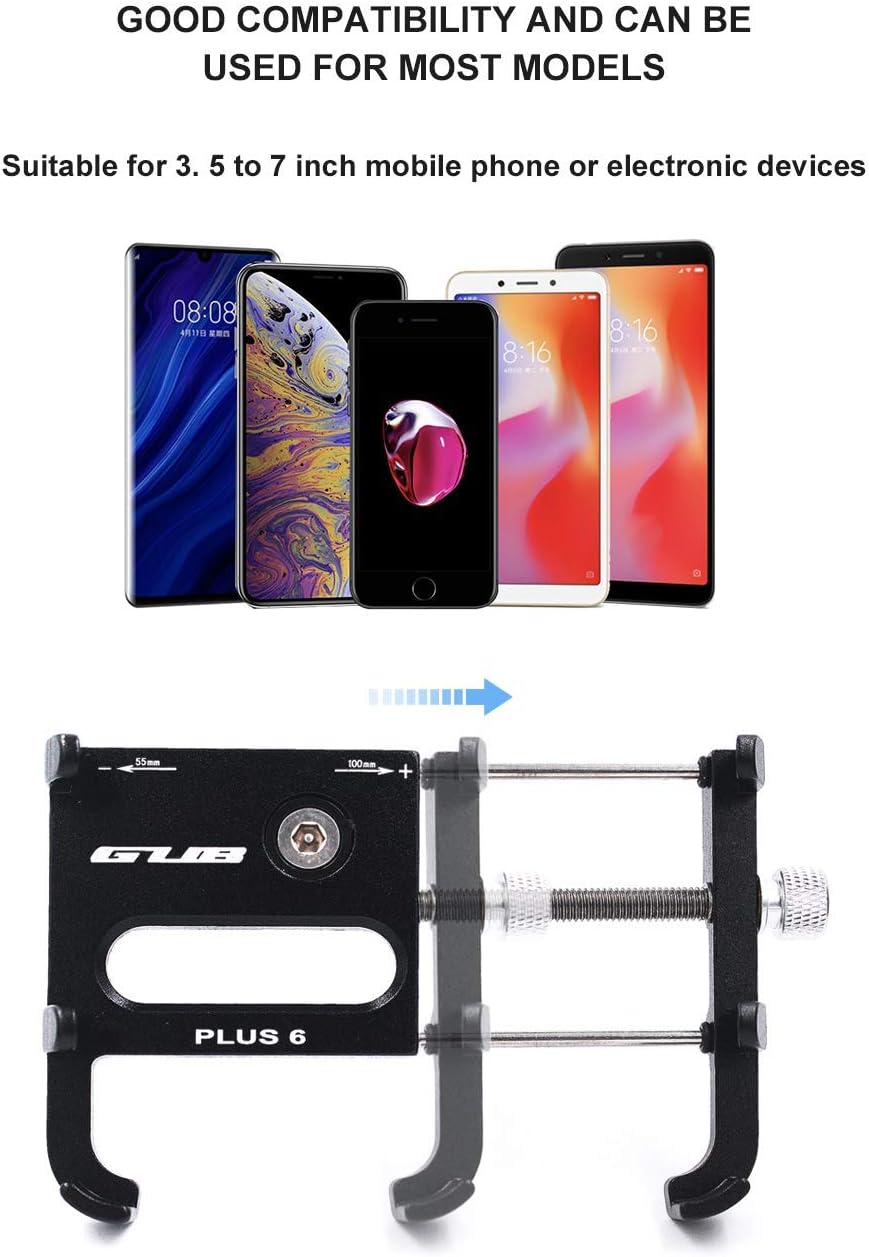 GUB Bike Phone Mount Holder, Aluminum Motorcycle Phone Holder Mount 360° Rotation for iPhone 13 14 15 Pro max 16 Pro, Samsung S24 S23 S22 S21 Note20/10 4.7-6.8" – Upgraded"