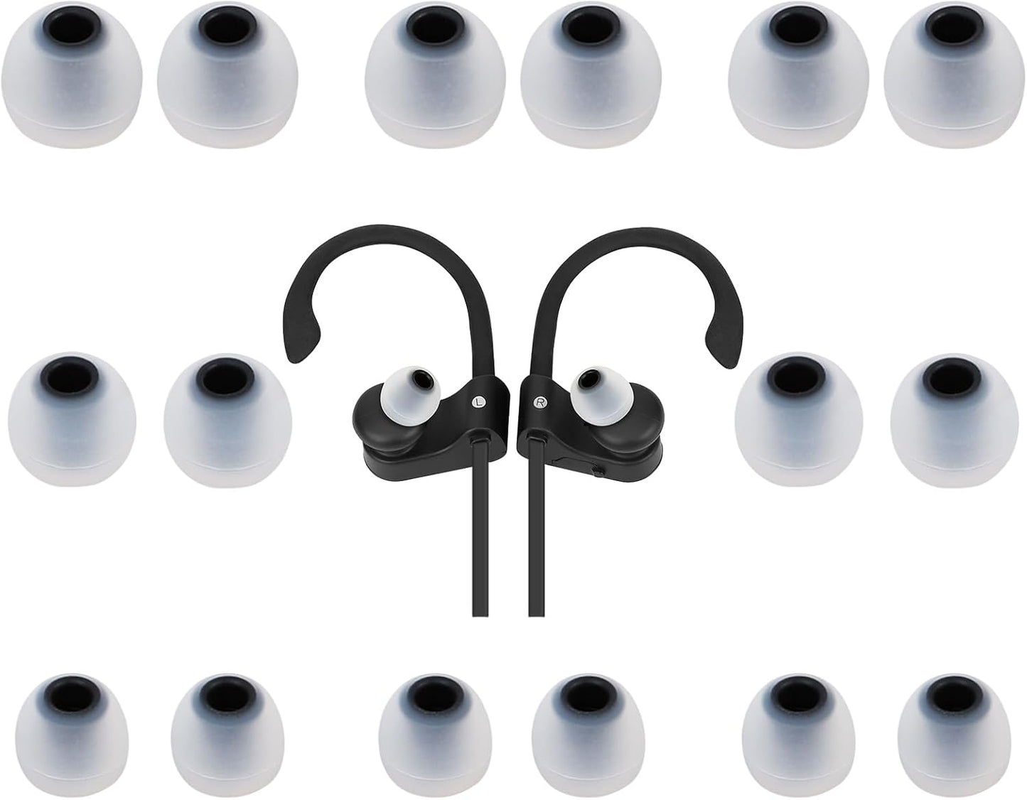 Earbud Tips Ear Bud Tips Soft Anti Slip Washable and Reusable Silicone Replacement Earbud Tips Fit Most in-Ear Earbuds(Inner Hole 3.8mm -5.1mm) 18pcs S M L