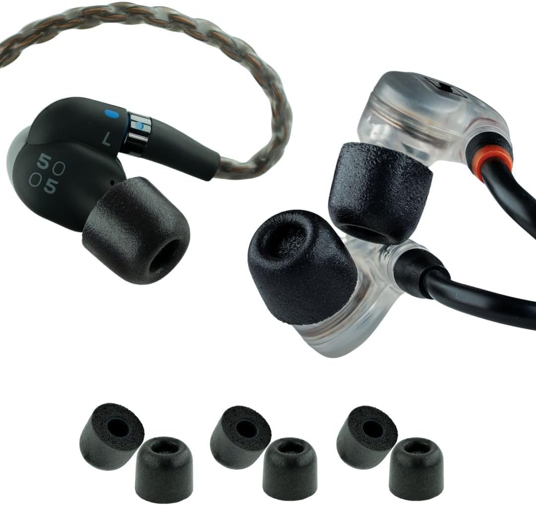 Comply 500 Core Series | Memory Foam Replacement IEM Ear Tips for KZ, Moondrop, FiiO Sennheiser & More | Superior Noise Isolation, Ultimate Comfort, Secure Fit | Oval, Black (S/M/L) (3 Pairs)