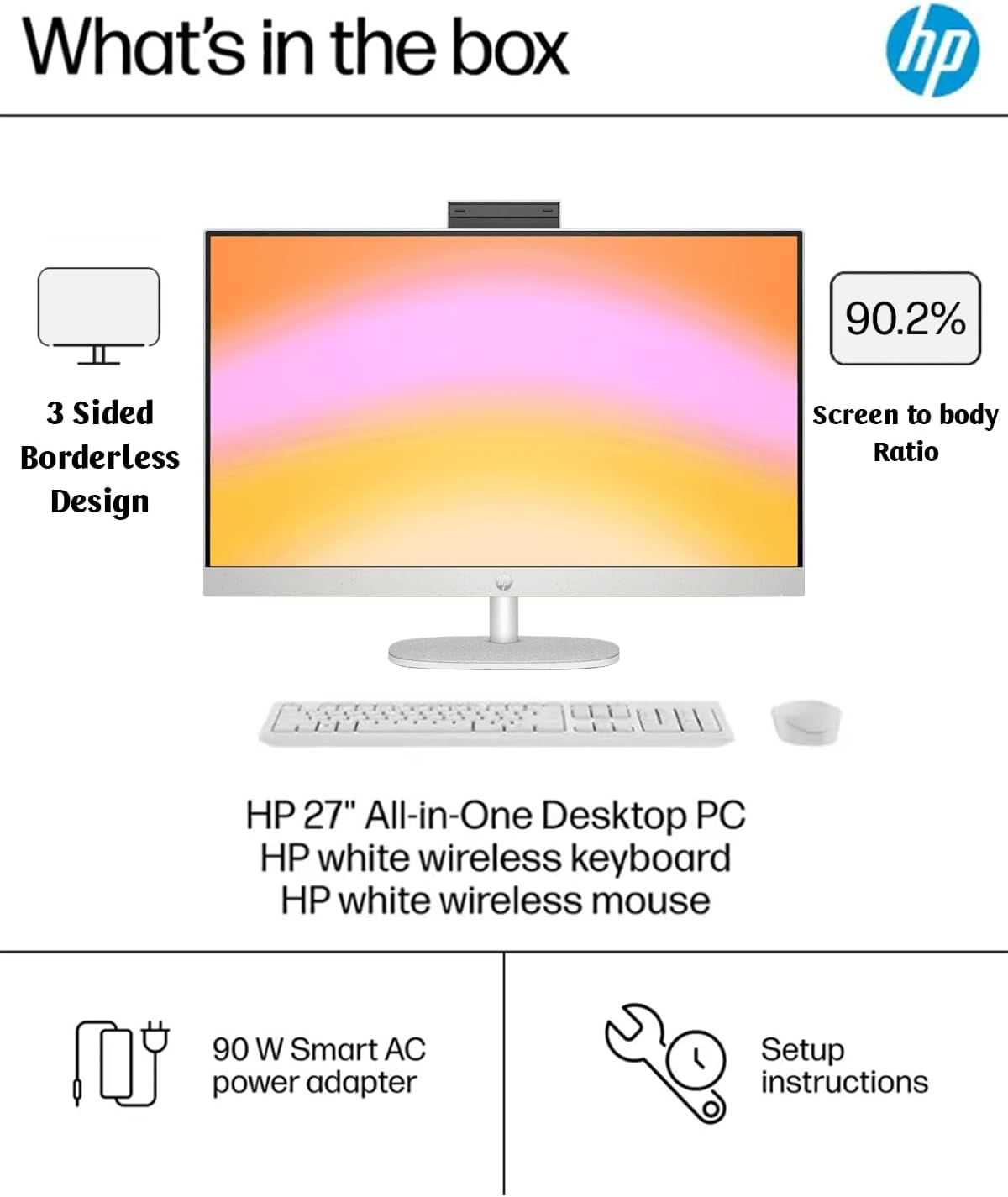 HP All-in-One Desktop - 27'' FHD Touchscreen Computer, Windows 11 Pro, Intel 12-core Ultra 7 155U(Beats i7-1355U), Wi-Fi 6, Bluetooth, Adjustable Height, Anti-Glare (64GB RAM | 1TB SSD)