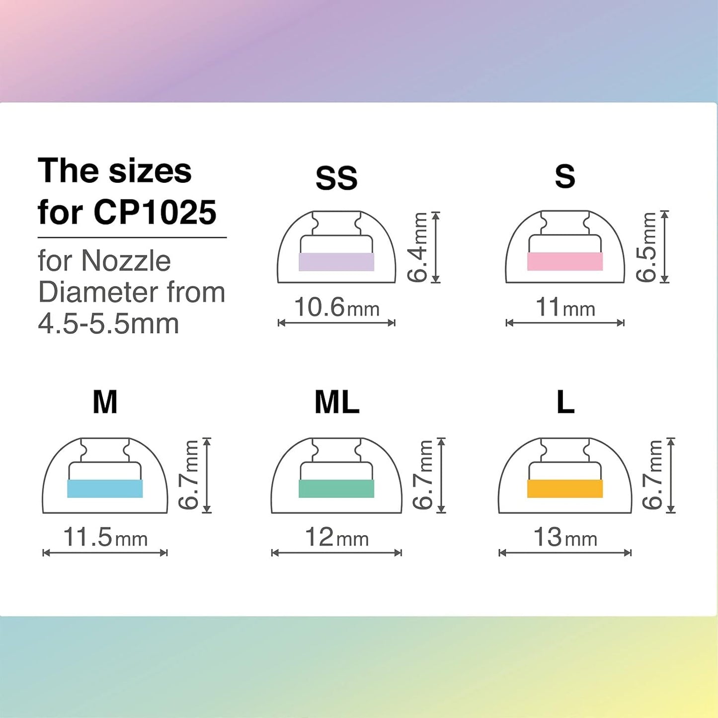 SpinFit CP1025- ML/M- Medical Grade Silicone Patented Ear Tips, Secure Fit and Supreme Comfort Fits MTW3, Galaxy Buds 2, Soundcore Space A40 & More (2 Pairs) (for Nozzle Diameter from 4-5.5mm)