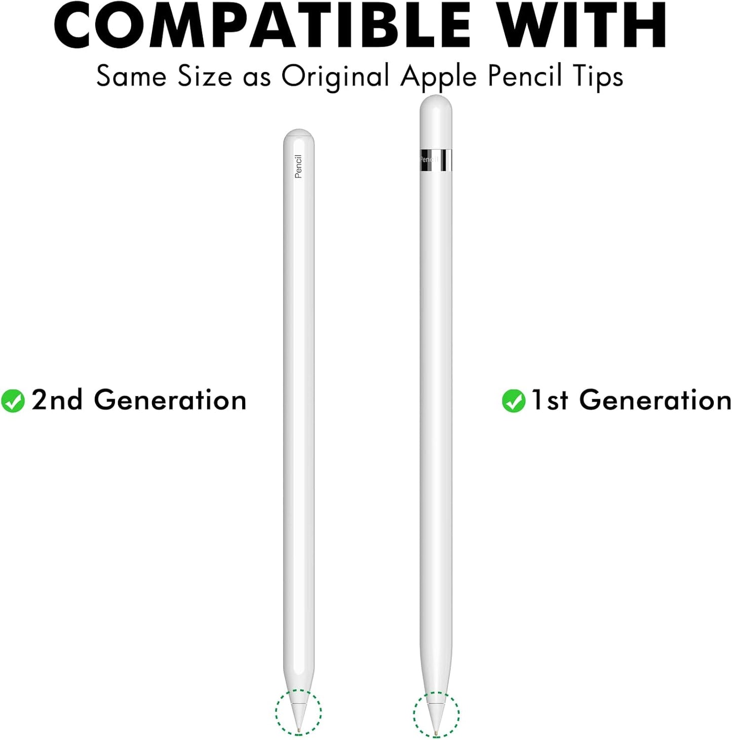 NIUTRENDZ 4 Pack Replacement Tips for Apple Pencil 2nd Generation and 1st Generation Fine Point Metal Tip, Wear-Resistant & Precise Control (1.95mm, White)