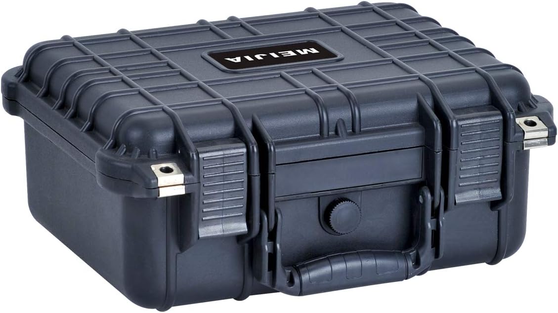 MEIJIA Portable All Weather Waterproof Protective Case,Hard Case,Camera Case With Customized Fit Foam,Fit Use of Drones,Camera,Equipments,Pistols,Elegant Black,13.35 x11.63x5.98inches