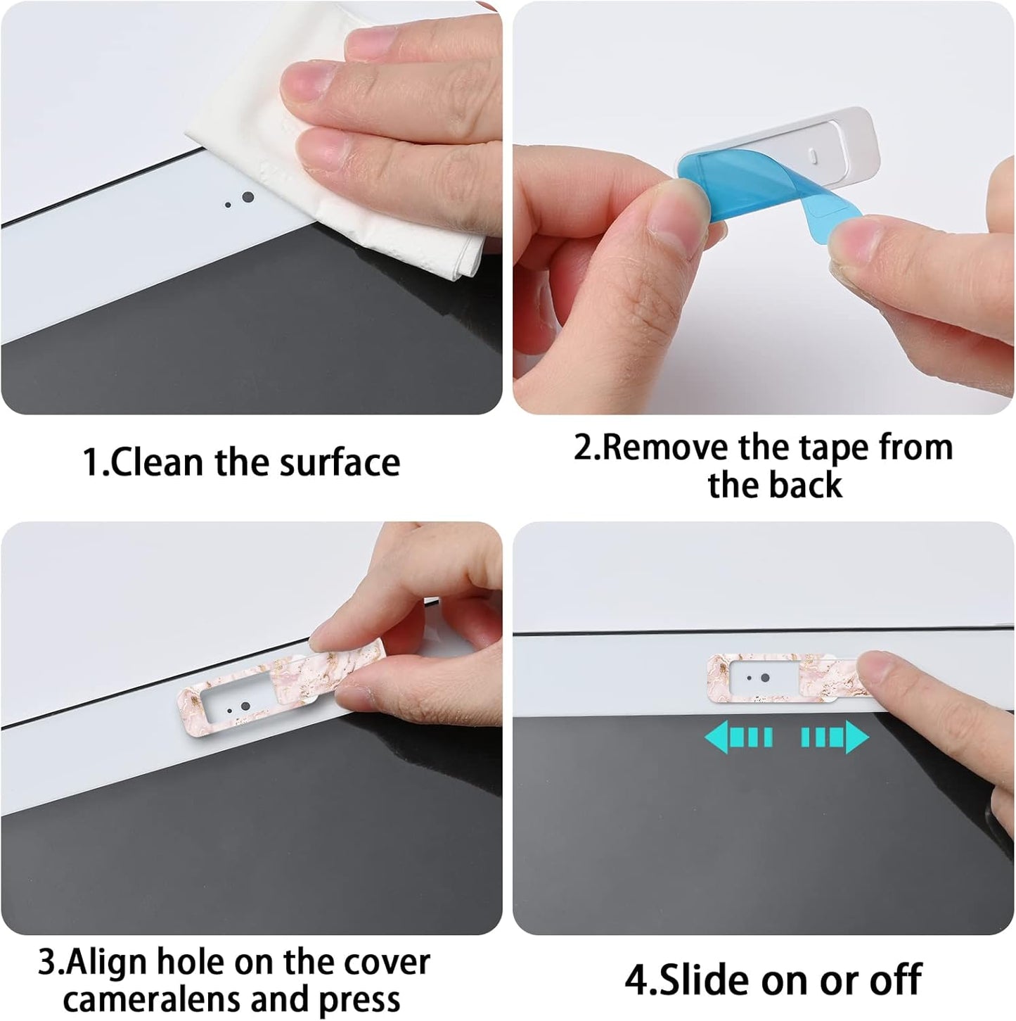 Webcam Cover, 3 Pieces, Laptop Camera Cover, Privacy Shielding Capacity is Twice as Big as The Traditional, Suitable for Computer Mobile Phones, laptops, Tablets and so on (Golden Marble)