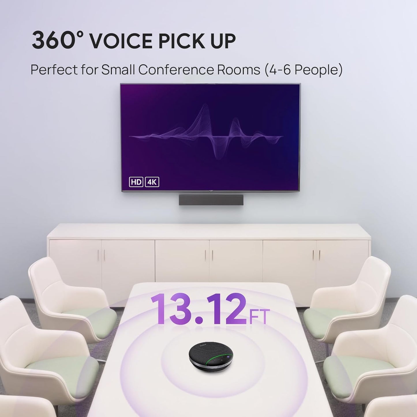 Yealink SP92 Bluetooth Speakerphone with Dongle Conference Speaker and Microphone Full-Duplex Noise Reduction 20h Teams Call 278g Wireless Portable Design Suit for 4-6 Meeting Room