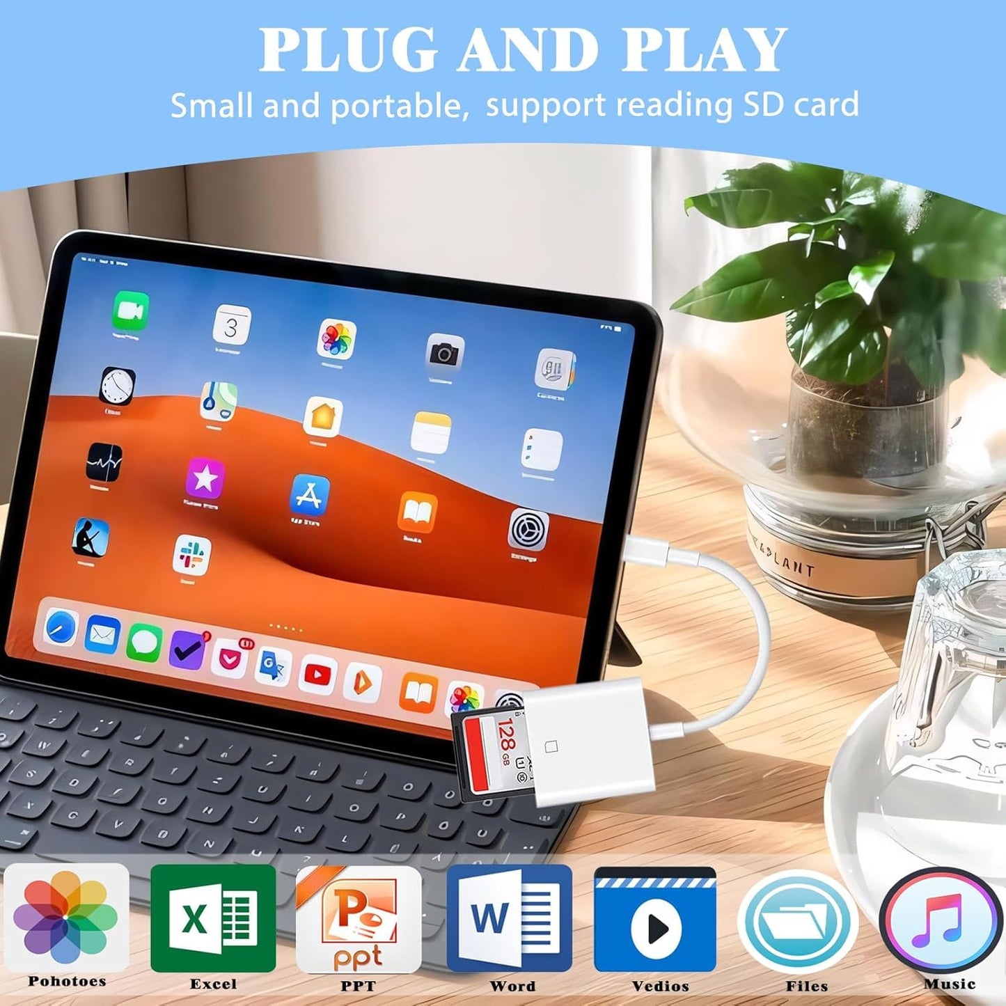 iPhone SD Card Reader USB C, Digital Camera Adapter iPhone 16, Trail Camera SD Card Reader USB C Memory Card Reader for iPhone 16/15/iPad/MacBook/iMac/Galaxy/Android