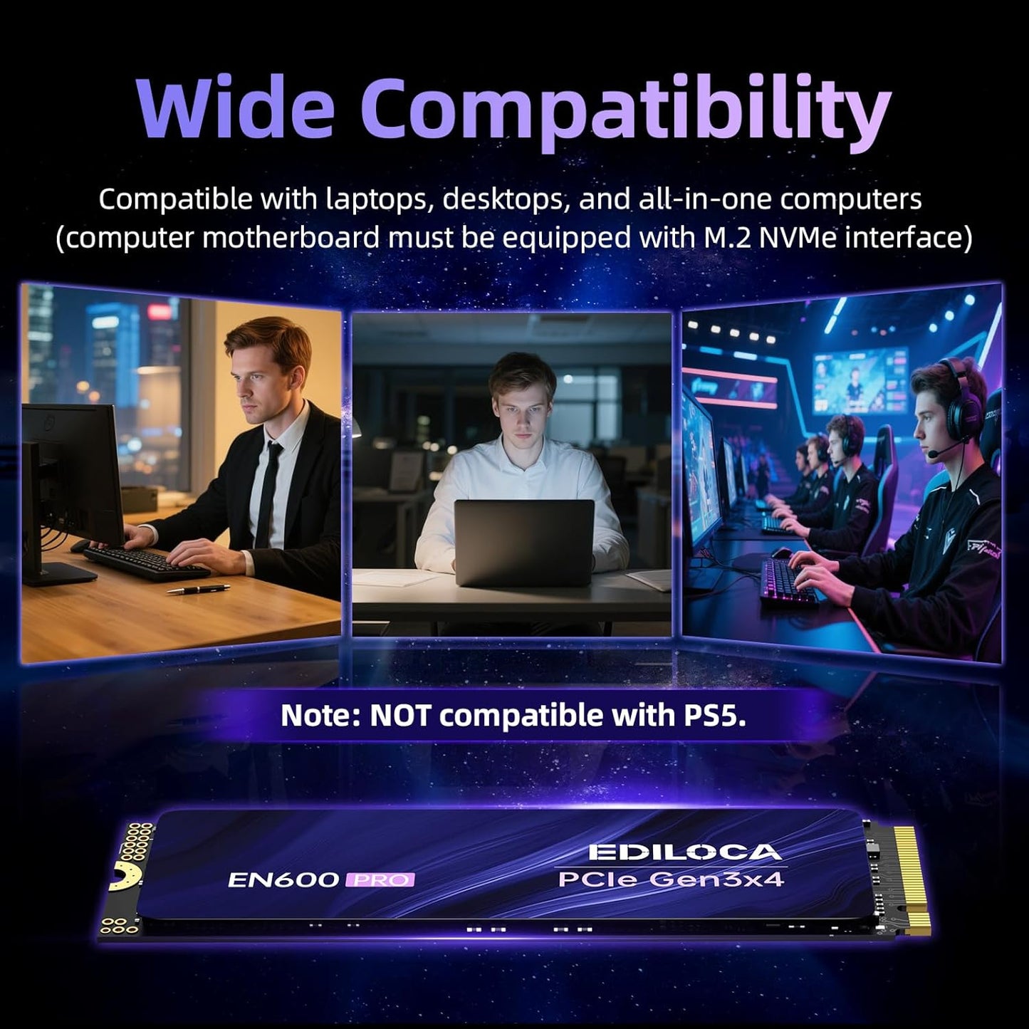 EN600 PRO SSD 256GB PCIe 3.0 Gen 3x4, NVMe M.2 2280, Up to 3200MB/s, Internal Solid State Drive, SLC Cache 3D NAND TLC, Graphene Cooling Sticker, Storage for PC, Desktop and Laptops