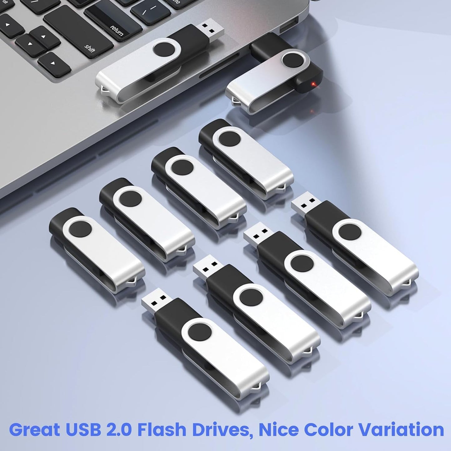 ABLAZE 256MB Flash Drives 500 Pack, USB 2.0 Thumb Drives Bulk Swivel Memory Stick Bulk USB 500 Pack Pendrives 256MB (Black)