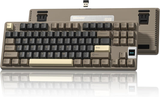 QK87 75% Keyboard with Multimedia Screen, QMK/VIA Wireless Gaming Keyboard, Creamy Mechanical Key Board,3-Mode RGB Custom Gasket Hot Swappable for Windows&Mac, POM Linear Switch (Green Brown)