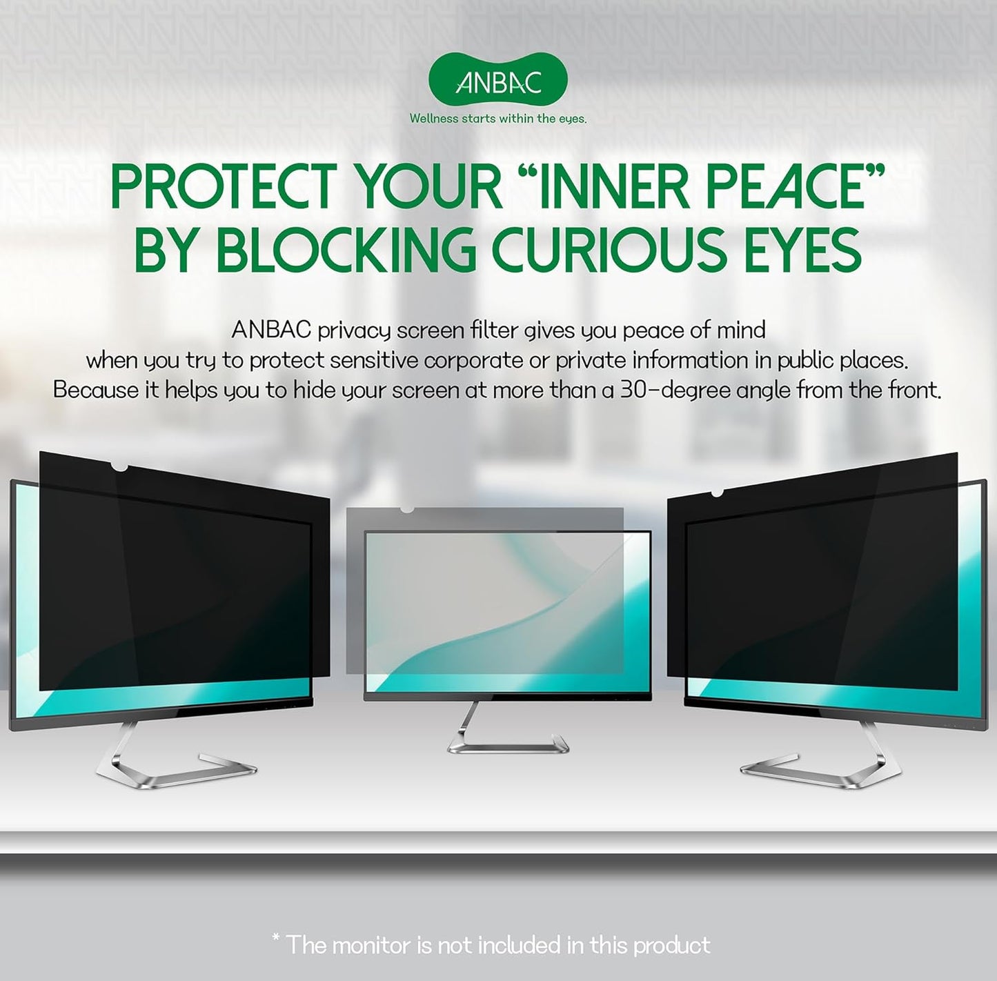 27 Inch Desktop Privacy Screen Shield for 16:9 Wide Monitor - Anti Glare Computer Privacy Screen Cover | Blue Light Blocking Screen Protector | Scratch Resistant UV Filter | Attachment Type