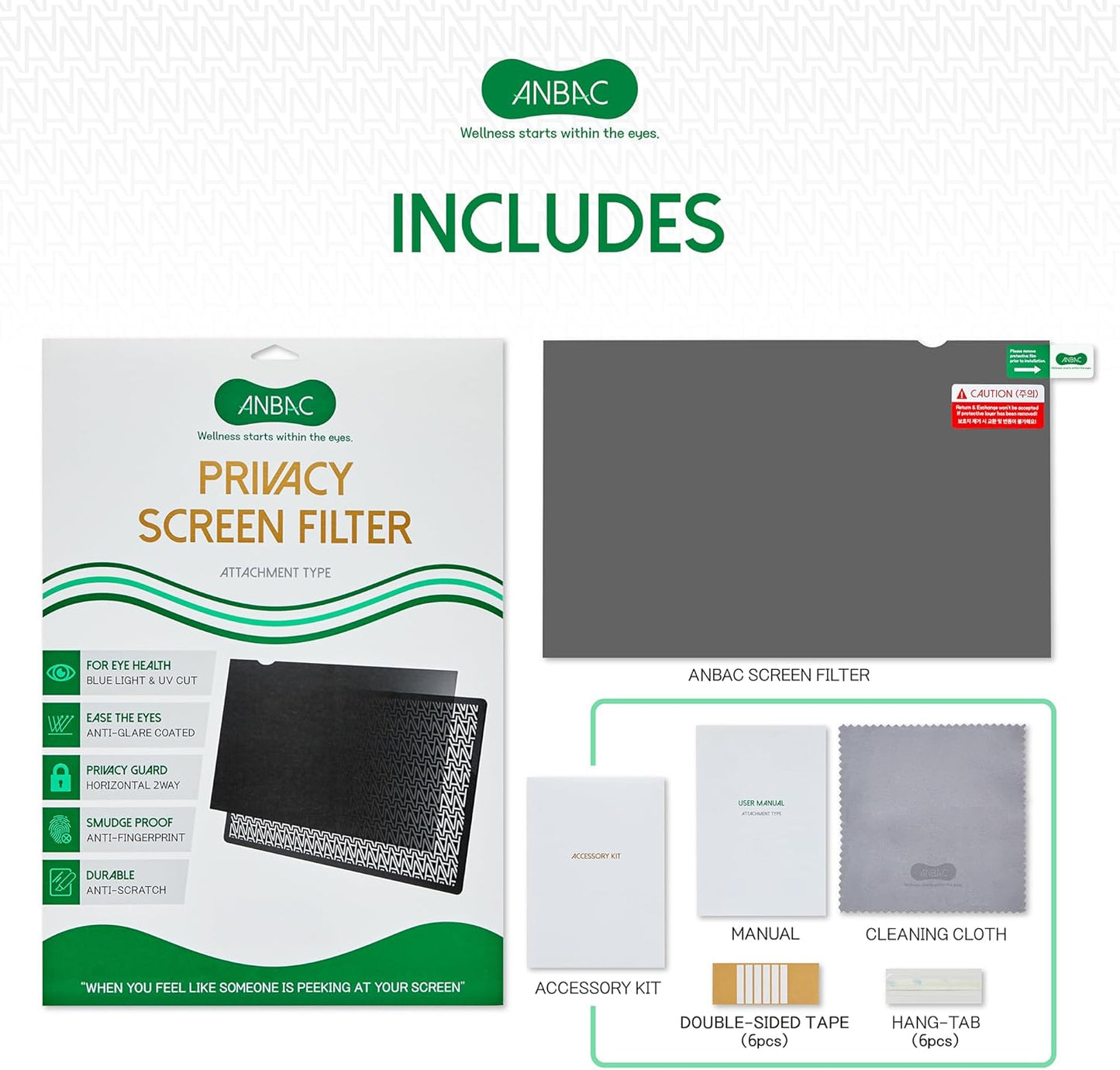 27 Inch Desktop Privacy Screen Shield for 16:10 Wide Monitor - Anti Glare Computer Privacy Screen Cover | Blue Light Blocking Screen Protector | Scratch Resistant UV Filter | Attachment Type