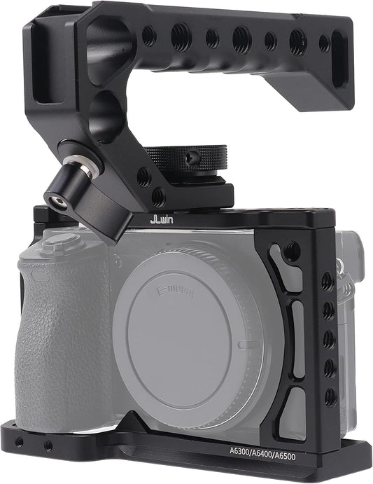Hersmay A6500/A6400/A6300 Camera Cage Video Stabilizer with Top Handle for Sony A6500 A6400 A6300 A6000 A6100 Cameas DSLR Rig with Cold Shoe,Handle Locating Holes,Multiple 1/4" 3/8" Screw Holes