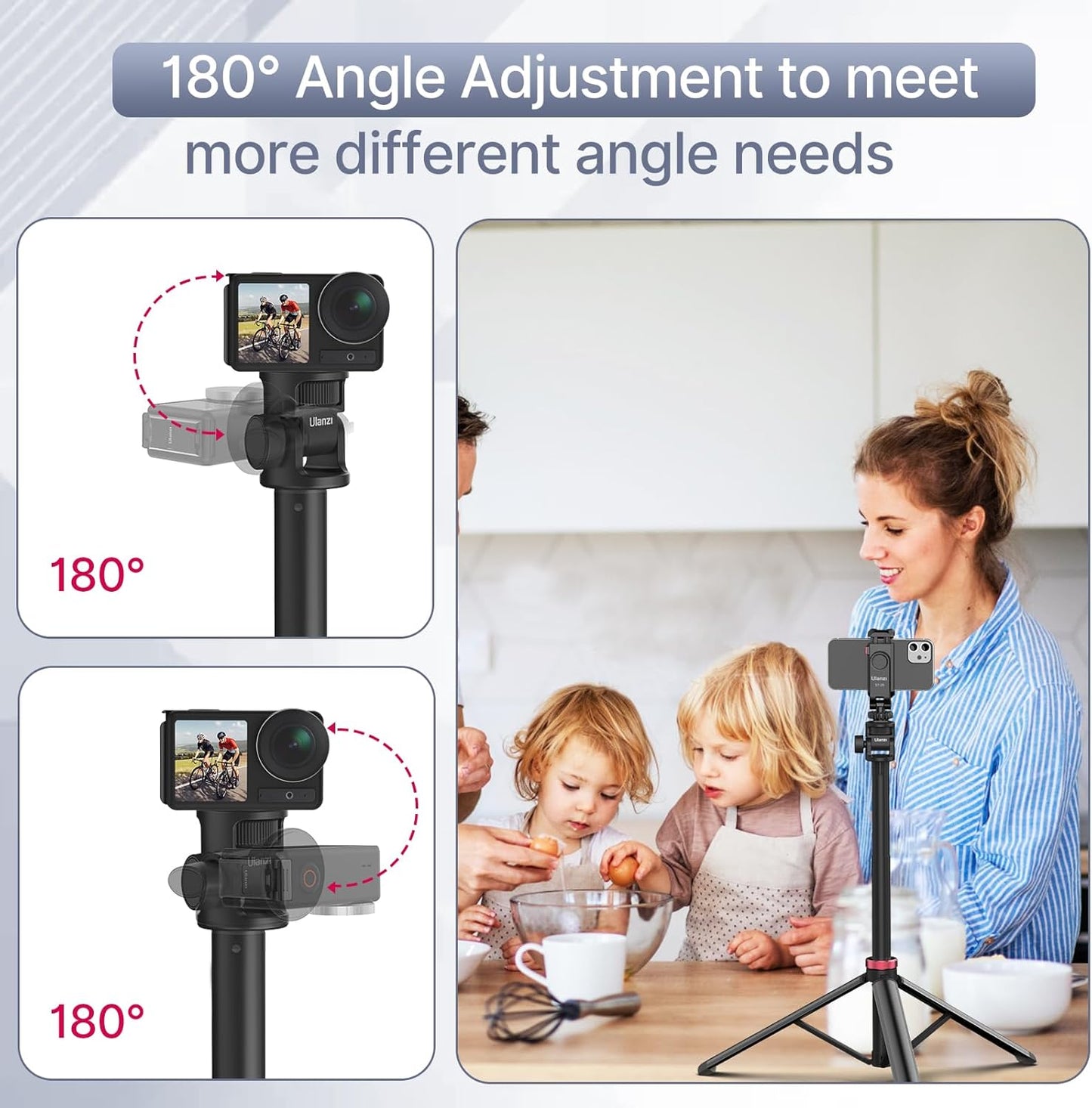 ULANZI MT-79 Extendable Tripod Aluminum, 81" Portable Adjustable Light Stand with 1/4" Screw, 360° Ball Head Camera Phone Tripod for Camera Video Light Smartphone, Lightweight for Travel