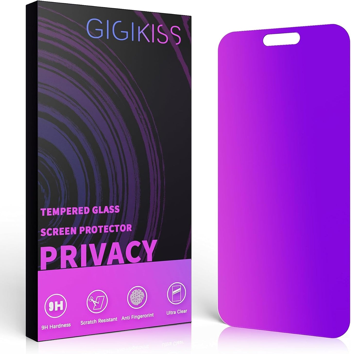 Compatible for iPhone 15 Pro Max Privacy Screen Protector 6.7 Inch, Purple Gradient Anti Spy Anti Blue Light HD Screen Protector Tempered Glass Easy Installation