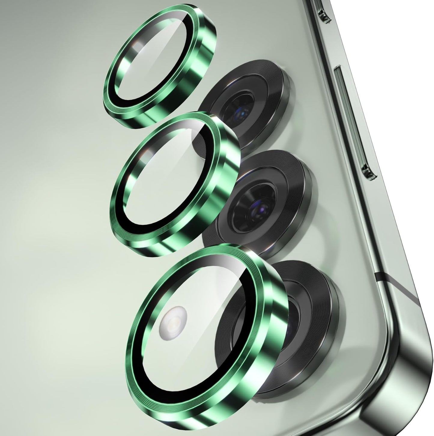 YWXTW Camera Lens Protector for Samsung Galaxy S25+ Plus Accessories [1:1 Fit & Ultra Clarity] 9H Tempered Glass Metal Individual Ring Camera Cover Screen Protector, Case Friendly (Green)