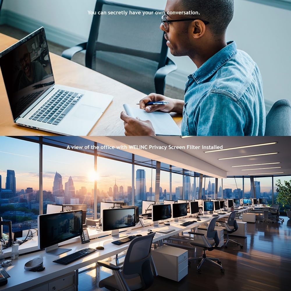 23 Inch - 16:9 Aspect Ratio - Computer Privacy Screen Filter for Widescreen Monitor - Anti-Glare - Anti-Scratch Protector Film - Protects Your Eyes from Harmful Glare and Blue Light