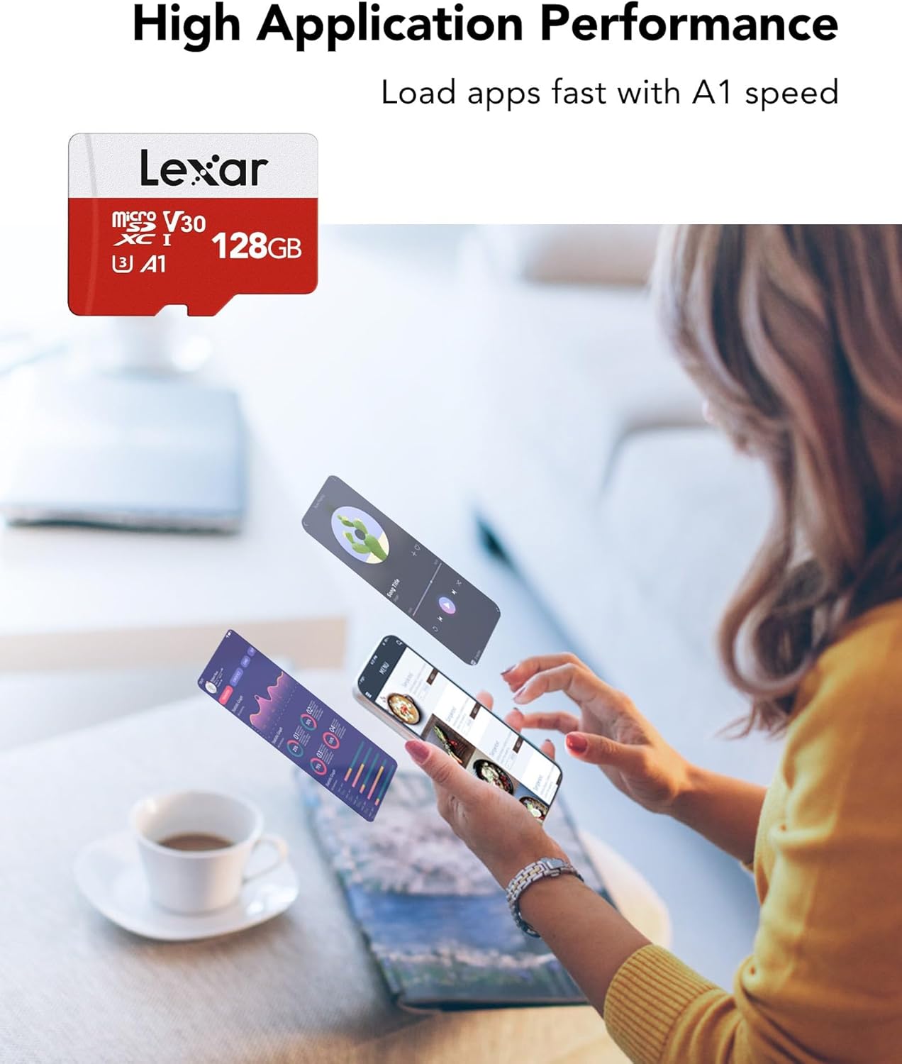 Lexar E-Series 128GB Micro SD Card 3 Pack, microSDXC UHS-I Flash Memory Card with Adapter, 100MB/s, C10, U3, A1, V30, Full HD, 4K UHD, High Speed TF Card