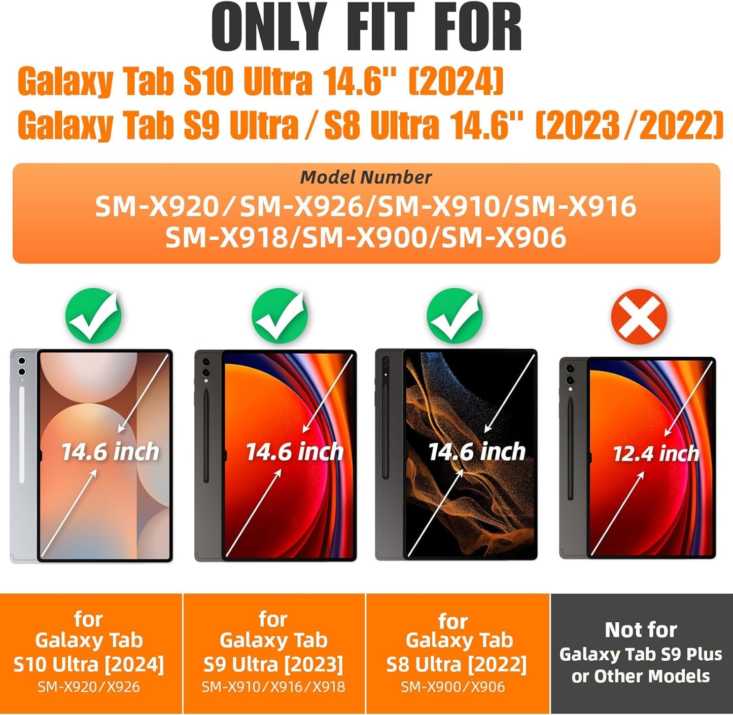 SEYMAC stock Case for Samsung Galaxy Tab S10 Ultra / S9 Ultra Tablet Case 14.6'' with Screen Protector, Pencil Holder, 360 Rotate Stand, Hand Strap, Shoulder Strap, Blue1