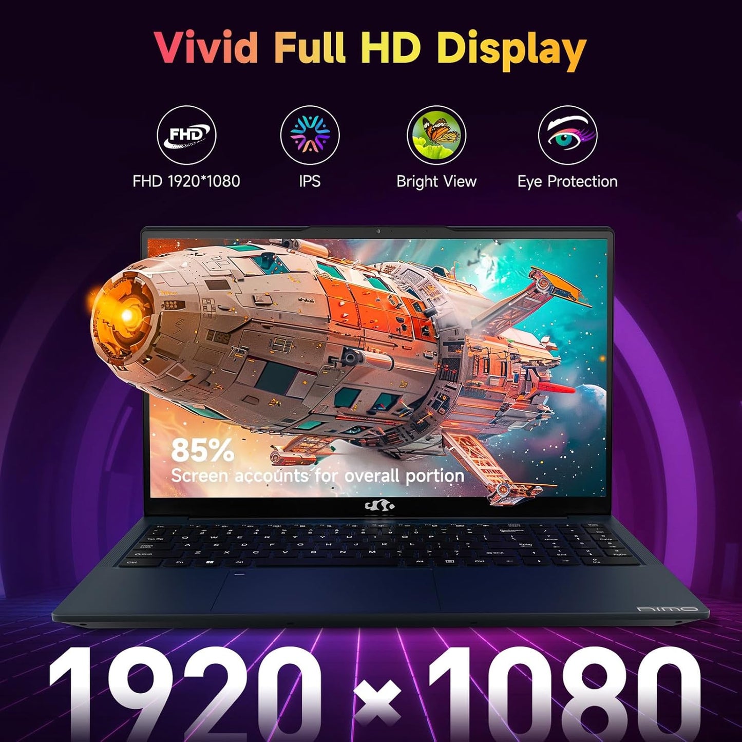 NIMO 15.6 inch Laptop FHD, AMD Ryzen 5 3500U, 8 GB RAM, 256 GB SSD, Windows 11, Backlit Keyboard, Fingerprint Reader, 65W PD, Lightweight Computer for Work and Homeschooling,Deep Blue