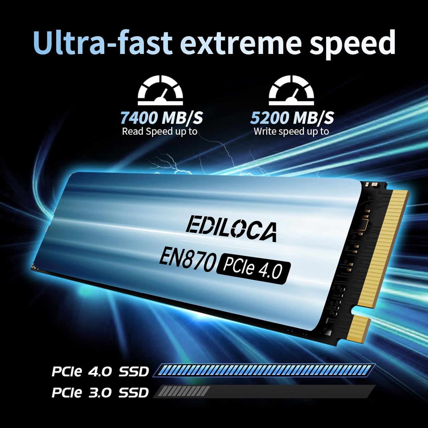 1aTB SSD NVMe M.2 2280 PCIe Gen4 x4 Internal Solid State Drive - Up to 7400MB/s, 1TB SSD PS5 Dynamic SLC Cache, PS5 Compatible for Gaming PC Laptop(EN870)
