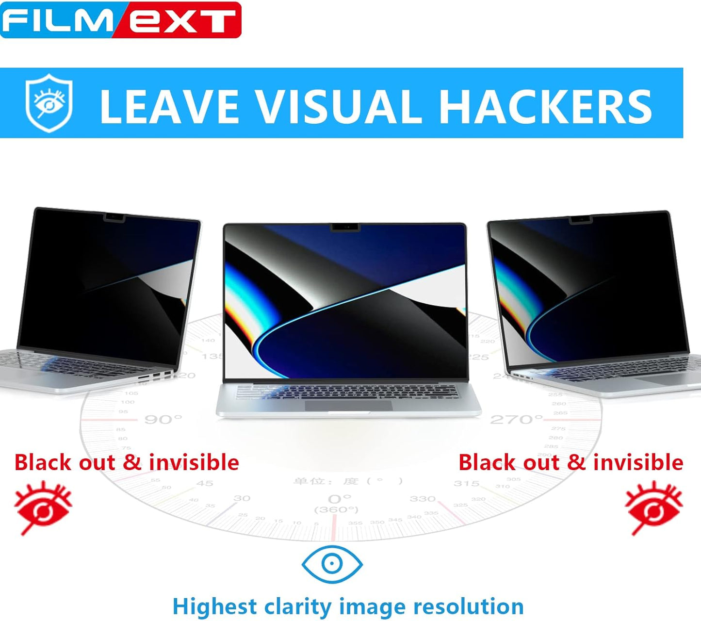 FILMEXT Privacy Screen for Macbook Pro 14 inch (2025-2021, M4 M3 M2 M1), Removable Macbook pro 14.2" A3112 A3401 A2992 A2918 A2779 A2442 Privacy Laptop Screen Filter Anti-Spy/Anti-Glare/Eye Care"