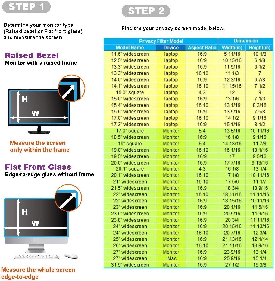 17.3 Inch - 16:9 Aspect Ratio - Laptop Privacy Screen Filter for Widescreen Laptop - Notebook - Anti-Glare - Anti-Scratch Protector Film - We Offer 2 Different 17" Filter Sizes
