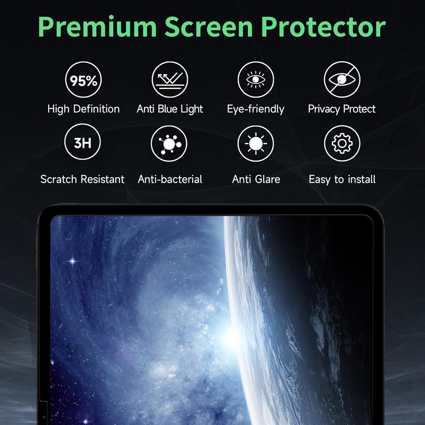Nano Privacy Screen Protector Compatible with iPad Pro 13 2024 7th Gen (A2925, A2926) Anti-Glare Blue Light Film Anti-Spy Filter, Bubble-Free Shield Easy Install Guard Removable Cover