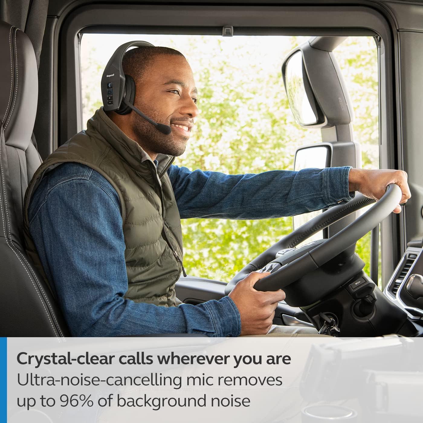 BlueParrott B650-XT Mono Bluetooth Wireless Headphones 96% Noise Canceling Over Head Trucker Headset with Mic, 100% Voice Control, IP54-Rated Protection, Active Noise Cancellation, 36 hrs. Talk Time
