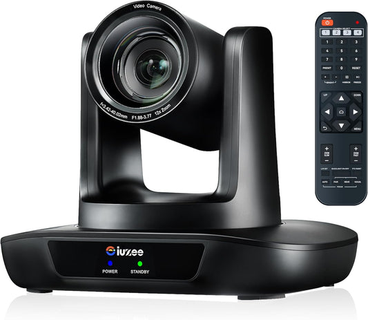12X Optical Zoom Conference Room Camera USB3.0 HDMI PTZ Camera 1080P 60FPS Wide-Angle for Video Conference Church Live Streaming Meeting Education Works with Zoom Webex OBS YouTube