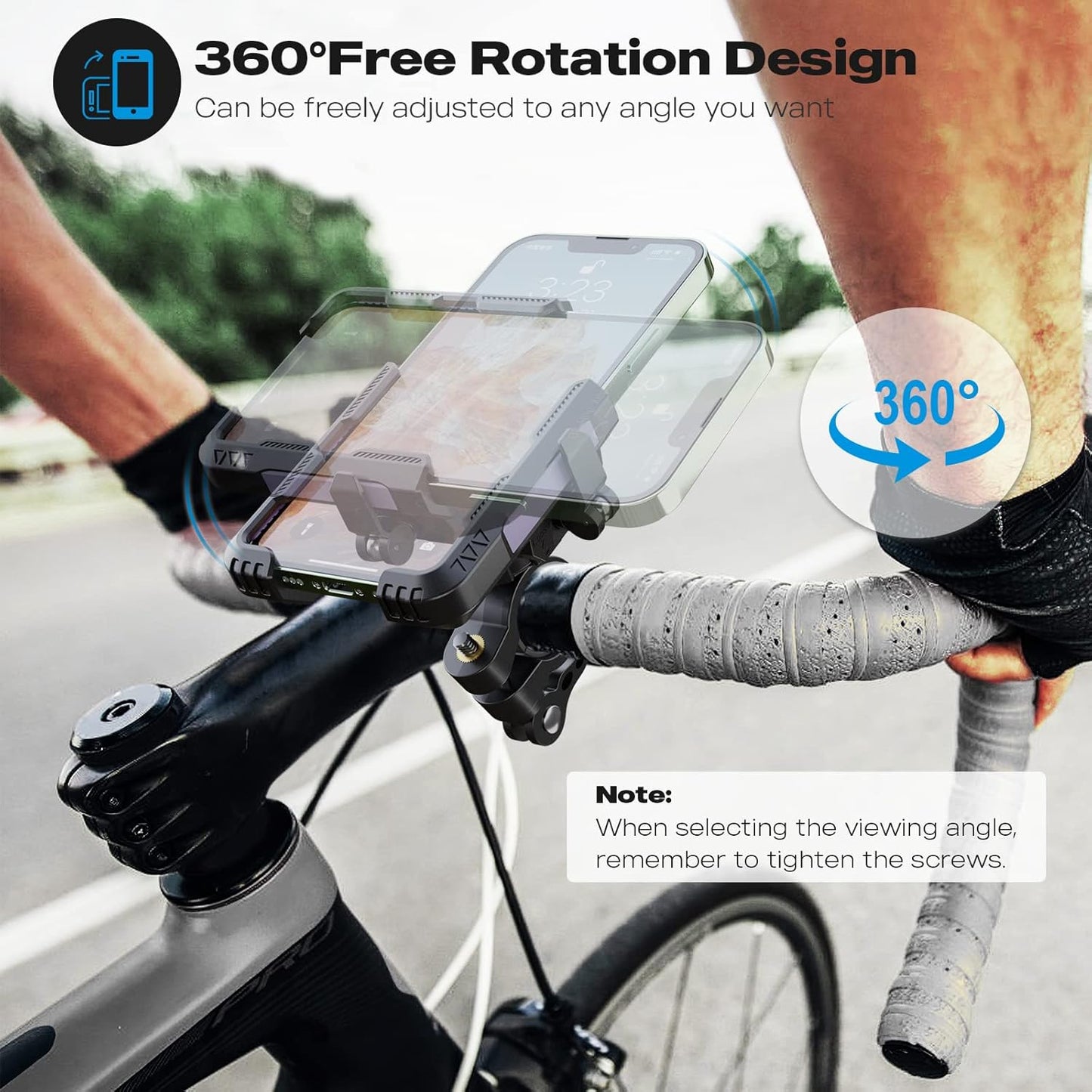 New Upgraded Bike Phone Mount Holder Two Connectors Quickly Lock and Release,360°Rotatable Bicycle Motorcycle Scooter Accessories Handlebar Phone Clip Suitable for 4.0"-7.0"" Smartphone (Purple)"