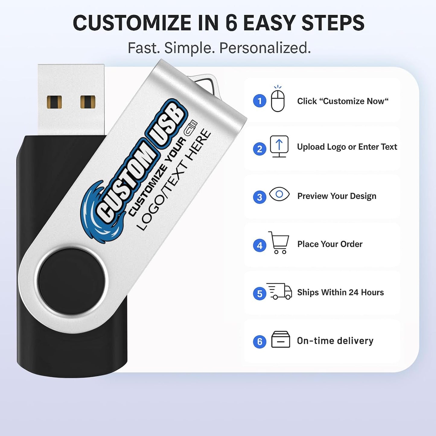 ABLAZE Custom Flash Drive 64GB 10 Pack, Personalized USB Logo Flash Drives USB 2.0 Thumb Drives with Logo Memory Stick (Mixcolors)