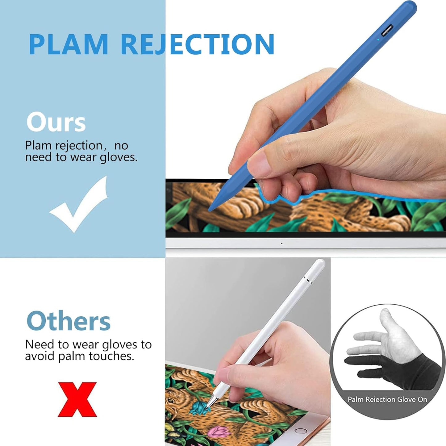 Stylus Pen for iPad 2018-2023 with Palm Rejection, Active Pencil for iPad 10th/9th/8th/7th/6th Gen, for iPad Pro 11/12.9 inch, for iPad Air 5th/4th/3th Gen, for iPad mini 6th/5th Gen (Navy Blue)